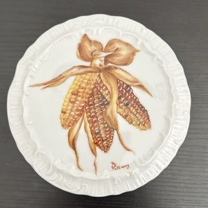 Rare Signed Mildred Hathaway Porcelain Wall Plate Corn